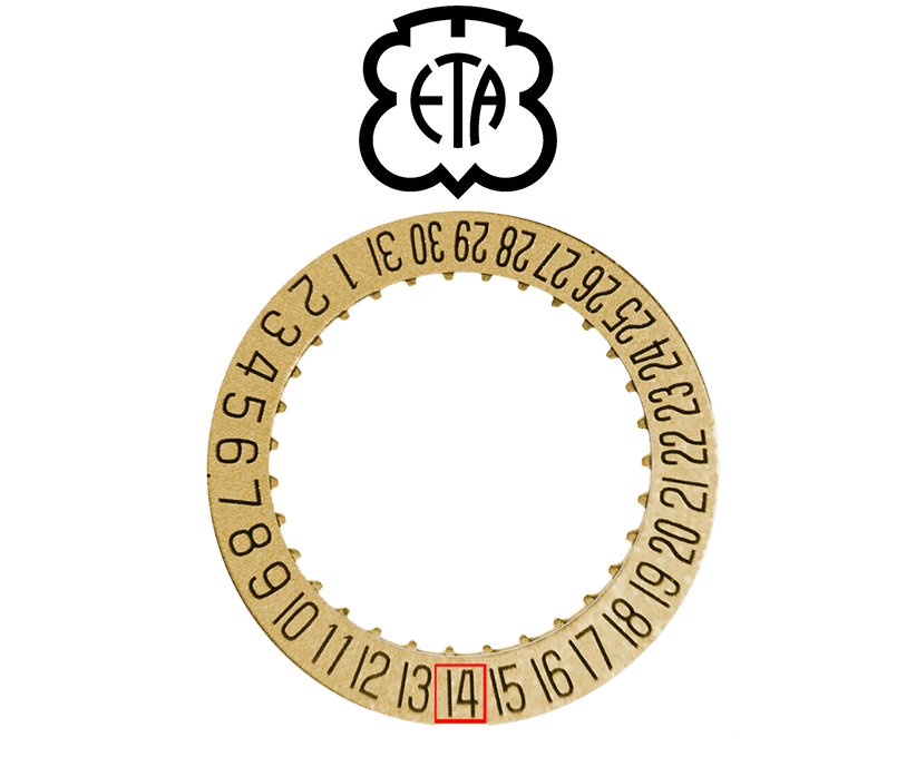 Genuine Swiss Eta 2824.2 Date Ring / Date Disc, also fits 2892.A2 + Many More