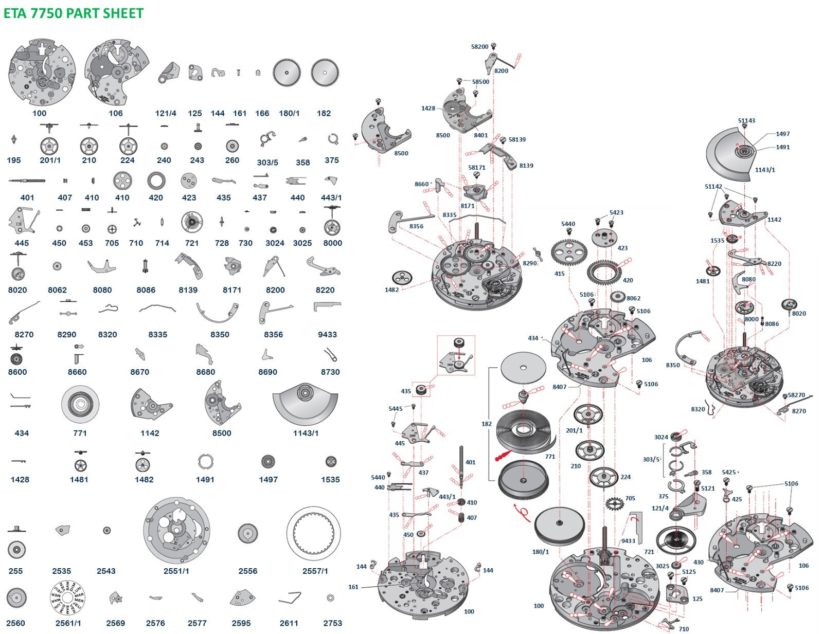 ETA 7750 Automatic Reduction Wheel, Part no. #1481