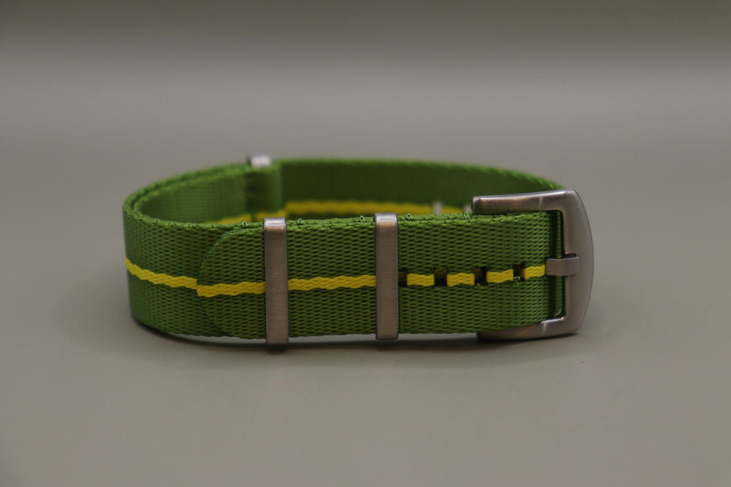 Army Ballistic Threaded Nylon Green & Yellow MOD G10 Watch Strap 18-20-22mm