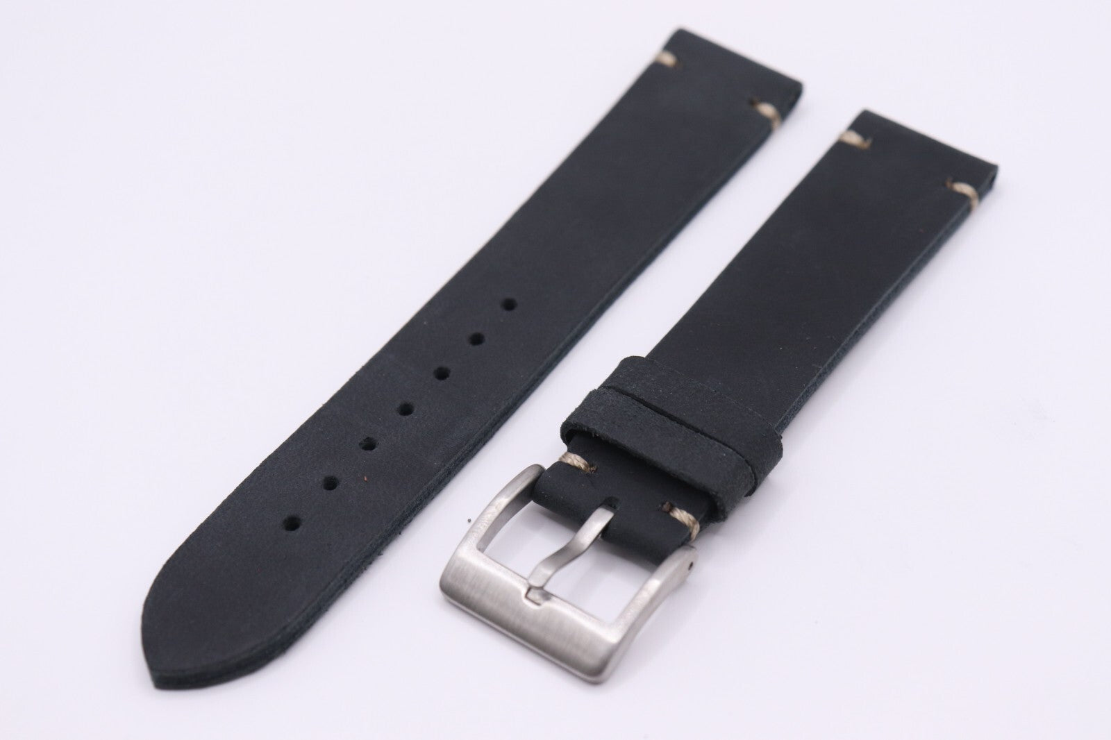 GENUINE Calf Leather Smooth Watch Strap Saddle Corner Stitch 18mm - 20mm - 22mm