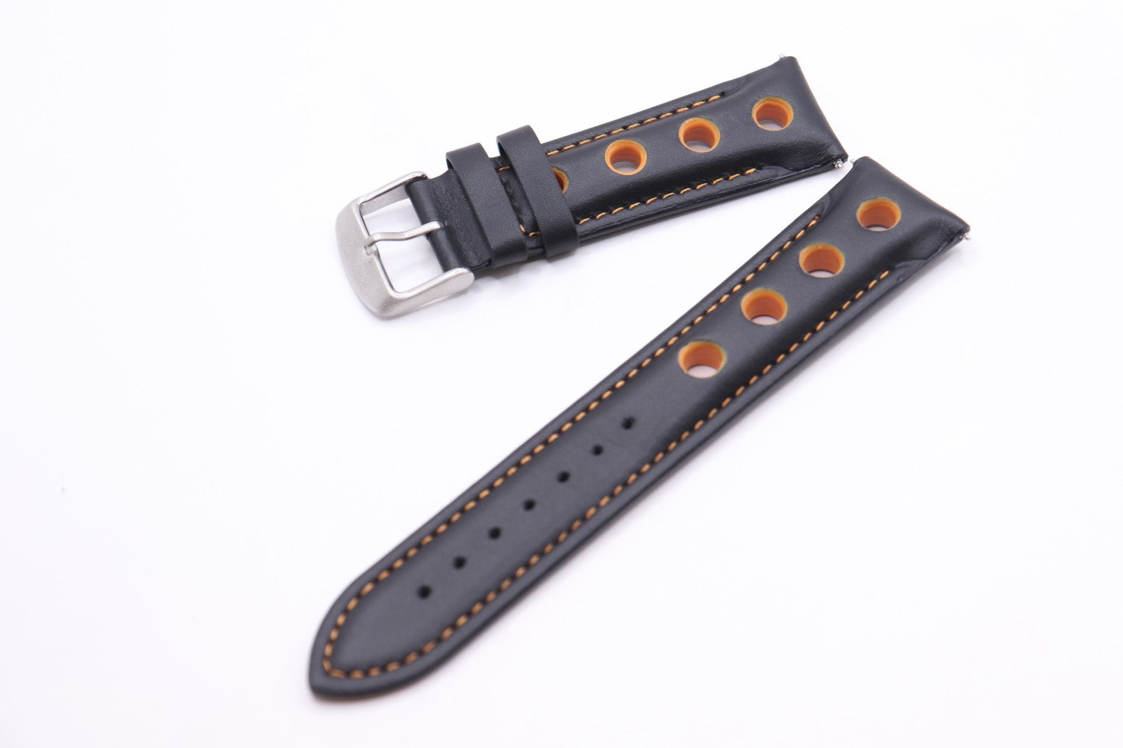 British Grand Prix Race Rally Watchstraps - Genuine Leather - Red & Orange +Pins