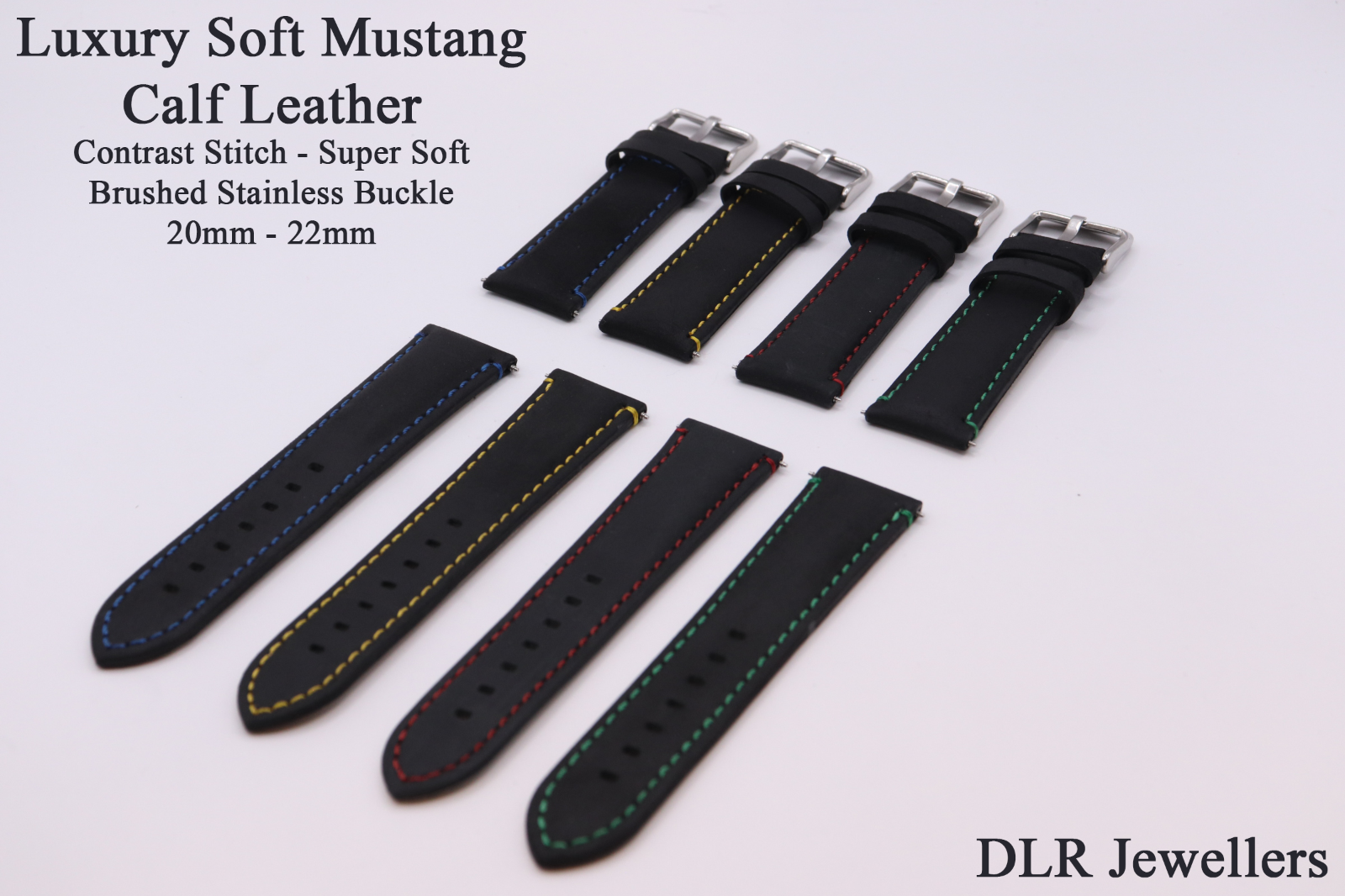 Italian Oiled Calf Leather Mustang Watch Straps - Anti Allergy - 20 & 22mm