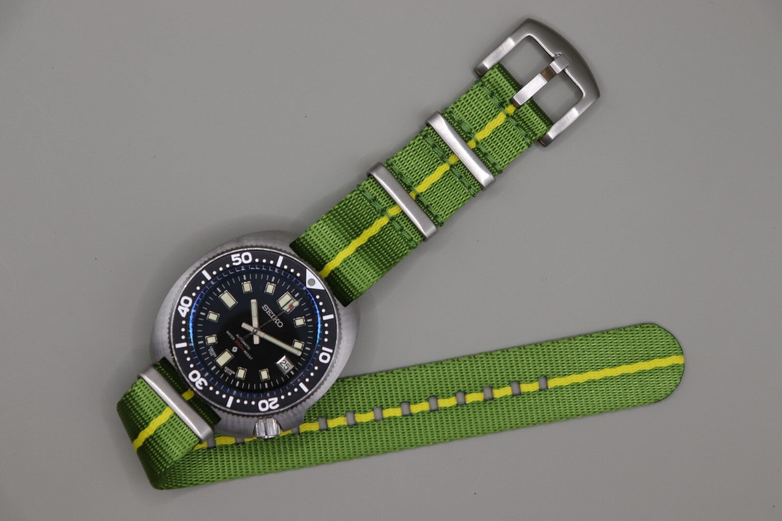 Army Ballistic Threaded Nylon Green & Yellow MOD G10 Watch Strap 18-20-22mm