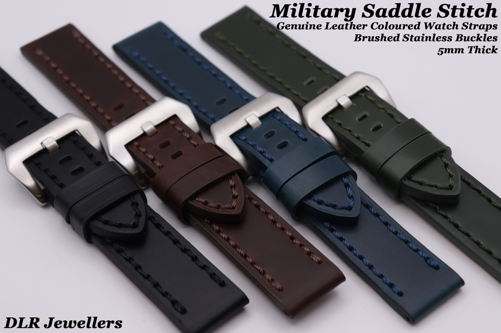 Made For PANERAI - Soft GENUINE Leather Coloured Watch Straps - 22 - 24 - 26mm