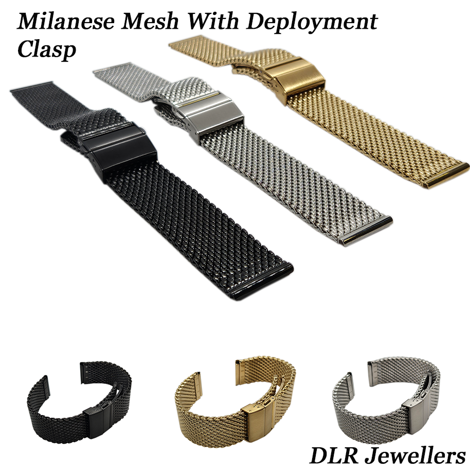 Milanese Mesh Watch Strap / Bracelet with Deployment Clasp 18mm, 20mm & 22mm