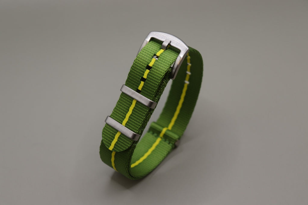 Army Ballistic Threaded Nylon Green & Yellow MOD G10 Watch Strap 18-20-22mm