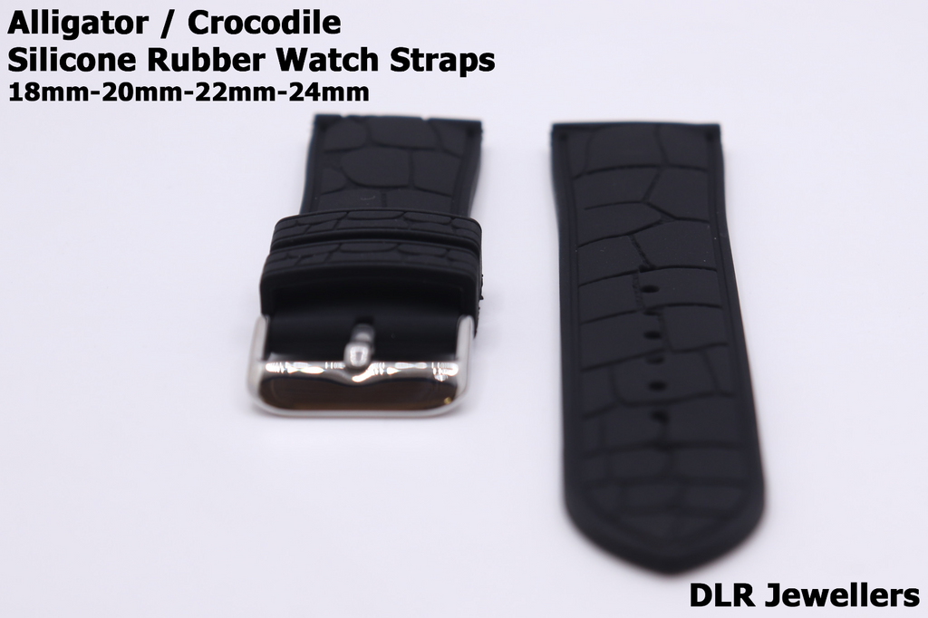 Alligator/Crocodile Cut Out Effect - Premium Silicone Rubber Watch Strap - Vegan