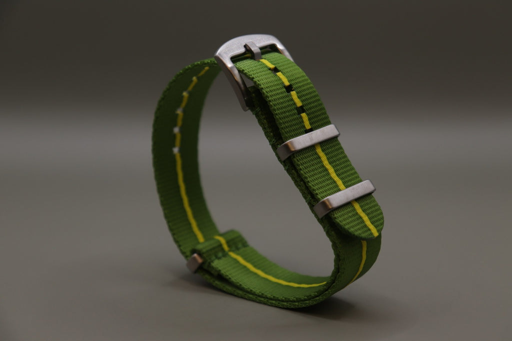 Army Ballistic Threaded Nylon Green & Yellow MOD G10 Watch Strap 18-20-22mm