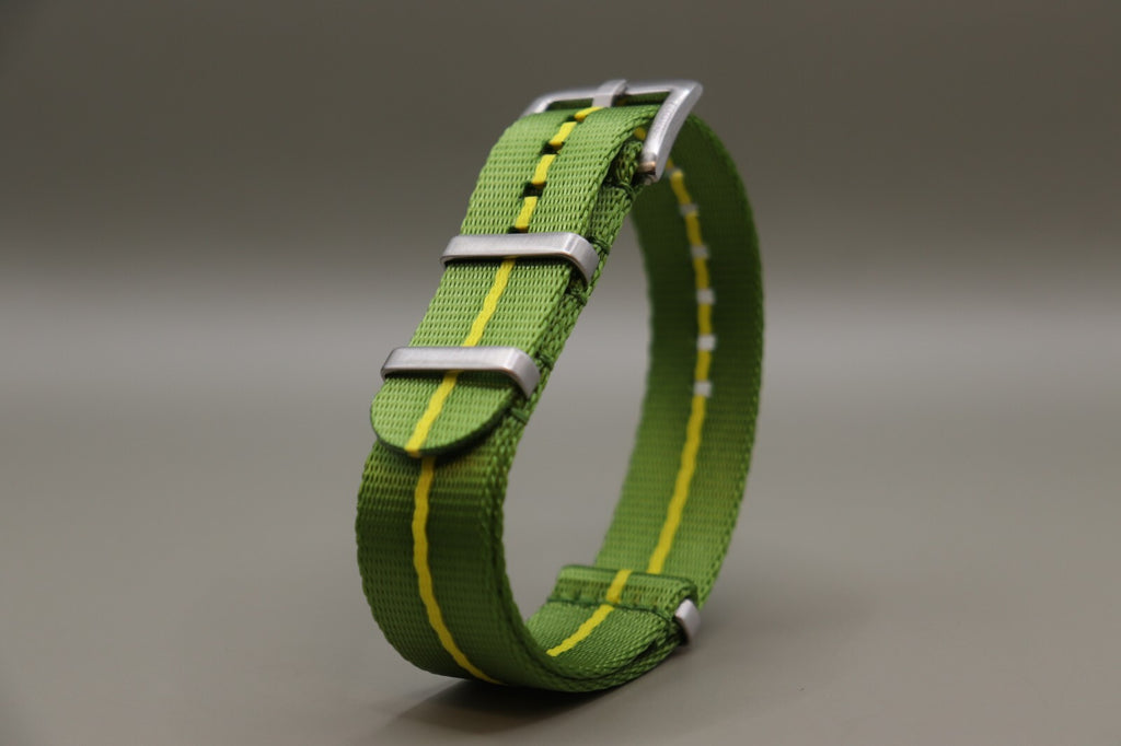 Army Ballistic Threaded Nylon Green & Yellow MOD G10 Watch Strap 18-20-22mm