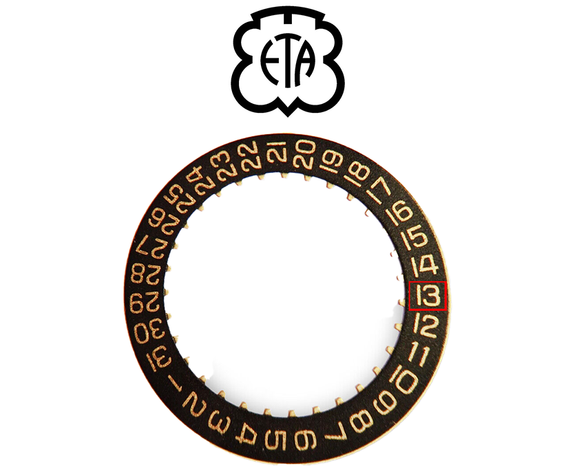 Genuine Swiss Eta 2824.2 Date Ring / Date Disc, also fits 2892.A2 + Many More