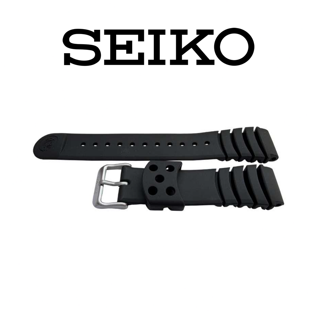 Genuine Seiko Watch Strap Black Replacement Silicon Rubber 4KR3JZ with SS Buckle