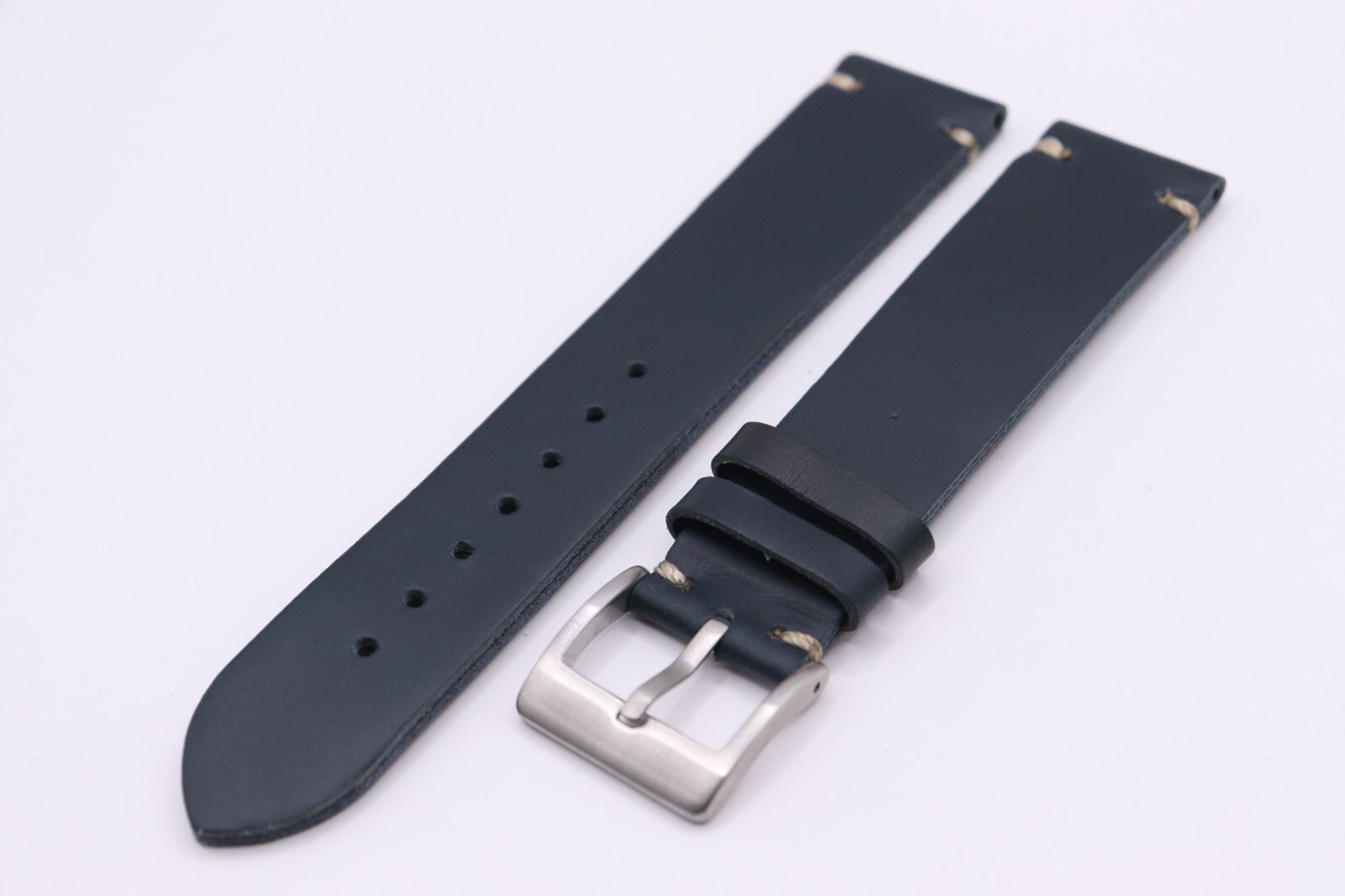 GENUINE Calf Leather Smooth Watch Strap Saddle Corner Stitch 18mm - 20mm - 22mm