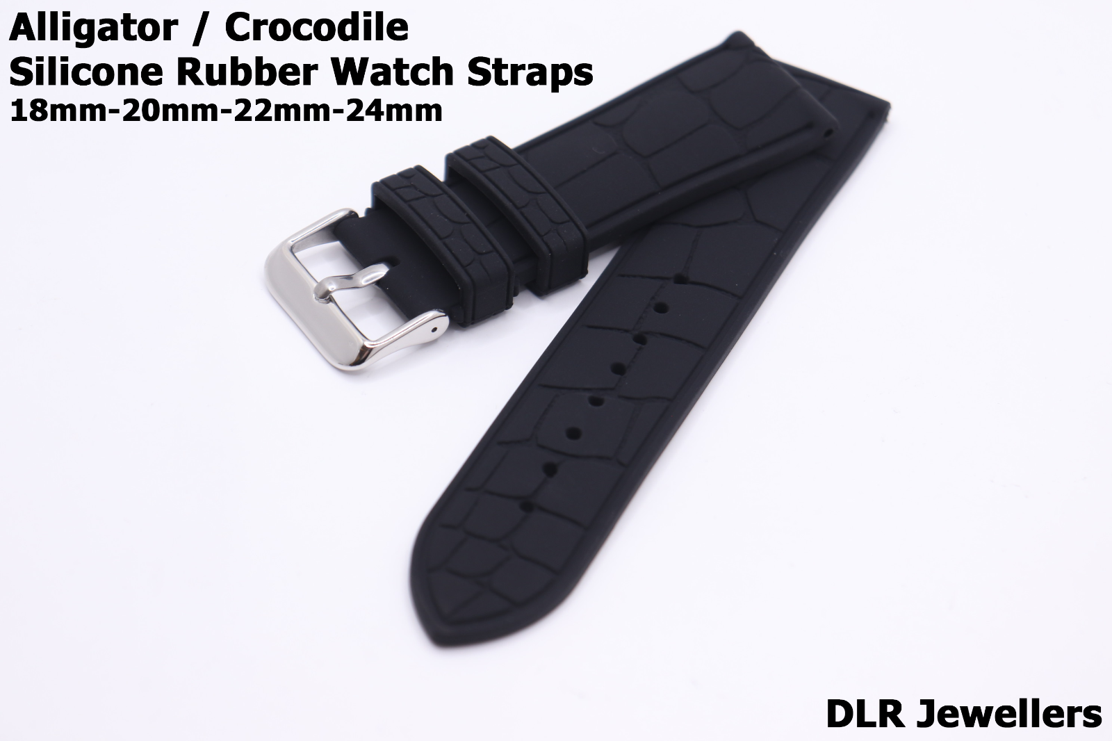 Alligator/Crocodile Cut Out Effect - Premium Silicone Rubber Watch Strap - Vegan