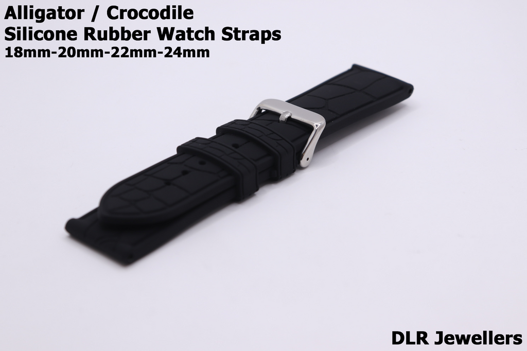 Alligator/Crocodile Cut Out Effect - Premium Silicone Rubber Watch Strap - Vegan
