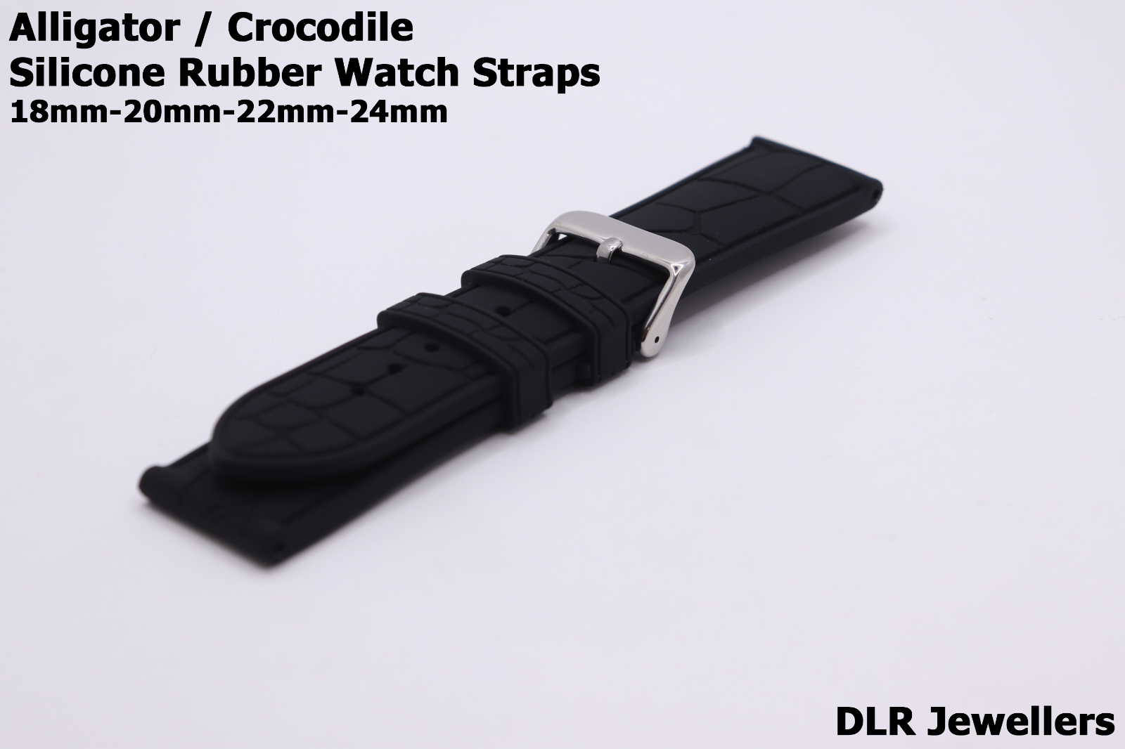 Alligator/Crocodile Cut Out Effect - Premium Silicone Rubber Watch Strap - Vegan