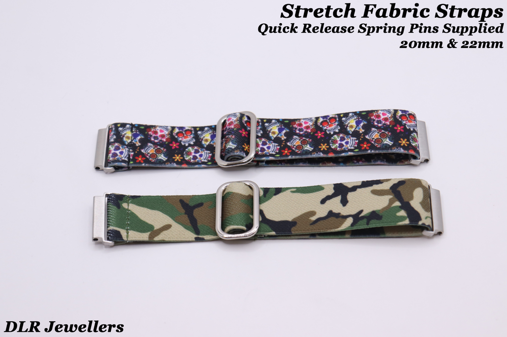 Elasticated Super Soft Nylon Watch Bands Strap - Dynamic Patterns - 20mm & 22mm