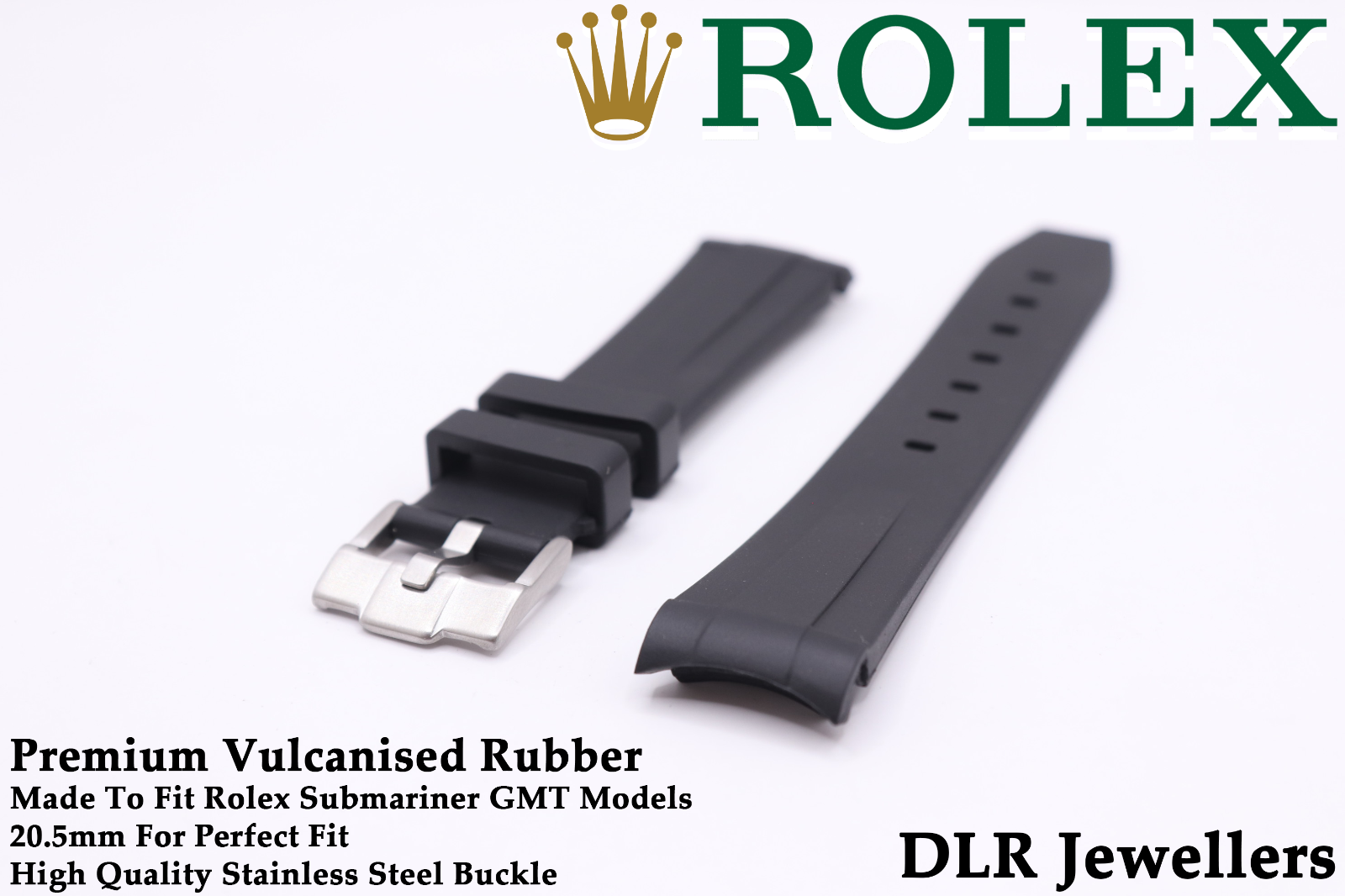 20.5mm VULCANISED SILICONE Watch Strap Made For ROLEX Submariner