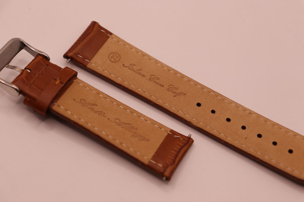 Coloured Crocodile Grain Italian Calf Leather Watch Straps - Extra Wide 20-30mm