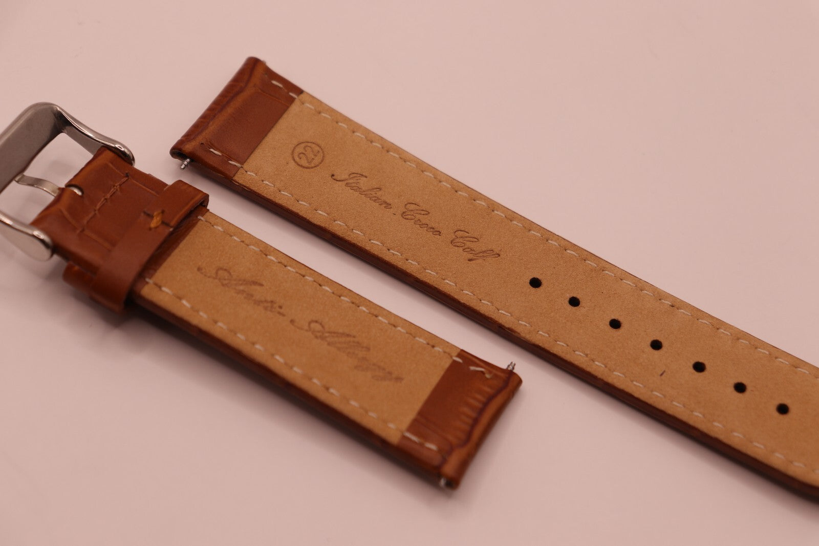 Coloured Crocodile Grain Italian Calf Leather Watch Straps - Extra Wide 20-30mm