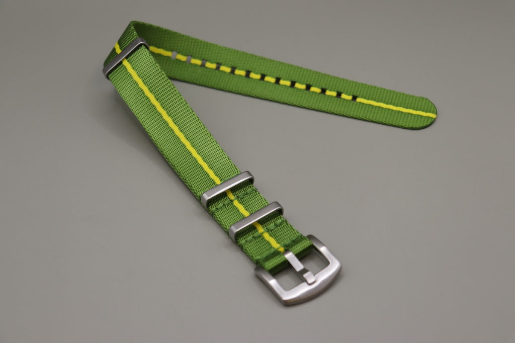 Army Ballistic Threaded Nylon Green & Yellow MOD G10 Watch Strap 18-20-22mm