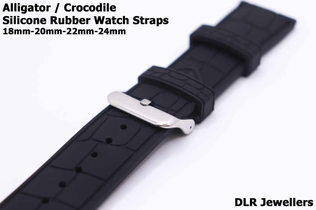 Alligator/Crocodile Cut Out Effect - Premium Silicone Rubber Watch Strap - Vegan