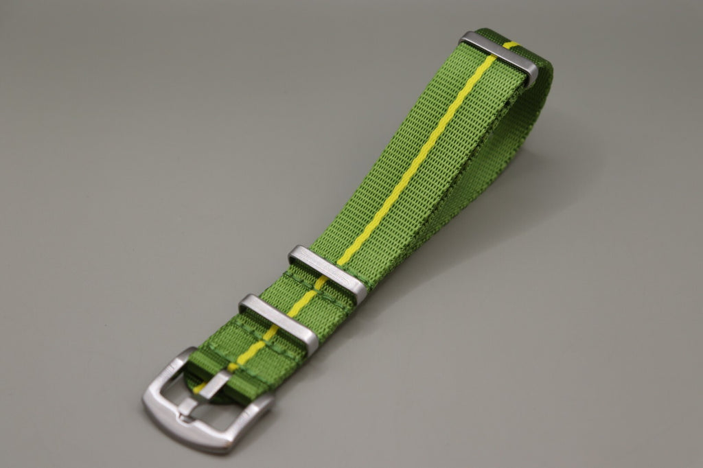 Army Ballistic Threaded Nylon Green & Yellow MOD G10 Watch Strap 18-20-22mm