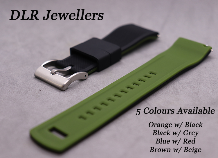 22mm SILICONE RUBBER DIVER/RACING CONTRAST WATCH STRAPS