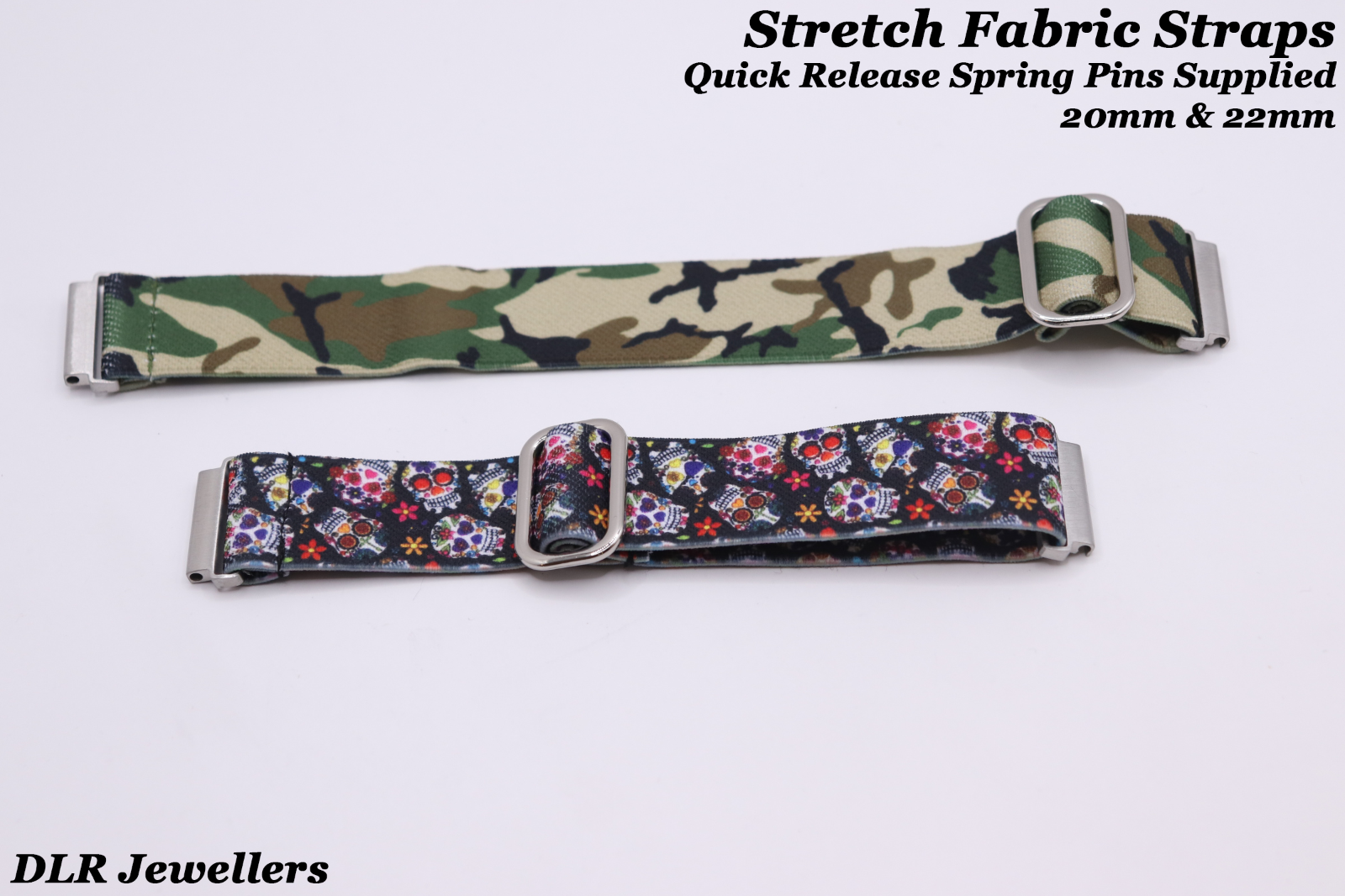 Elasticated Super Soft Nylon Watch Bands Strap - Dynamic Patterns - 20mm & 22mm