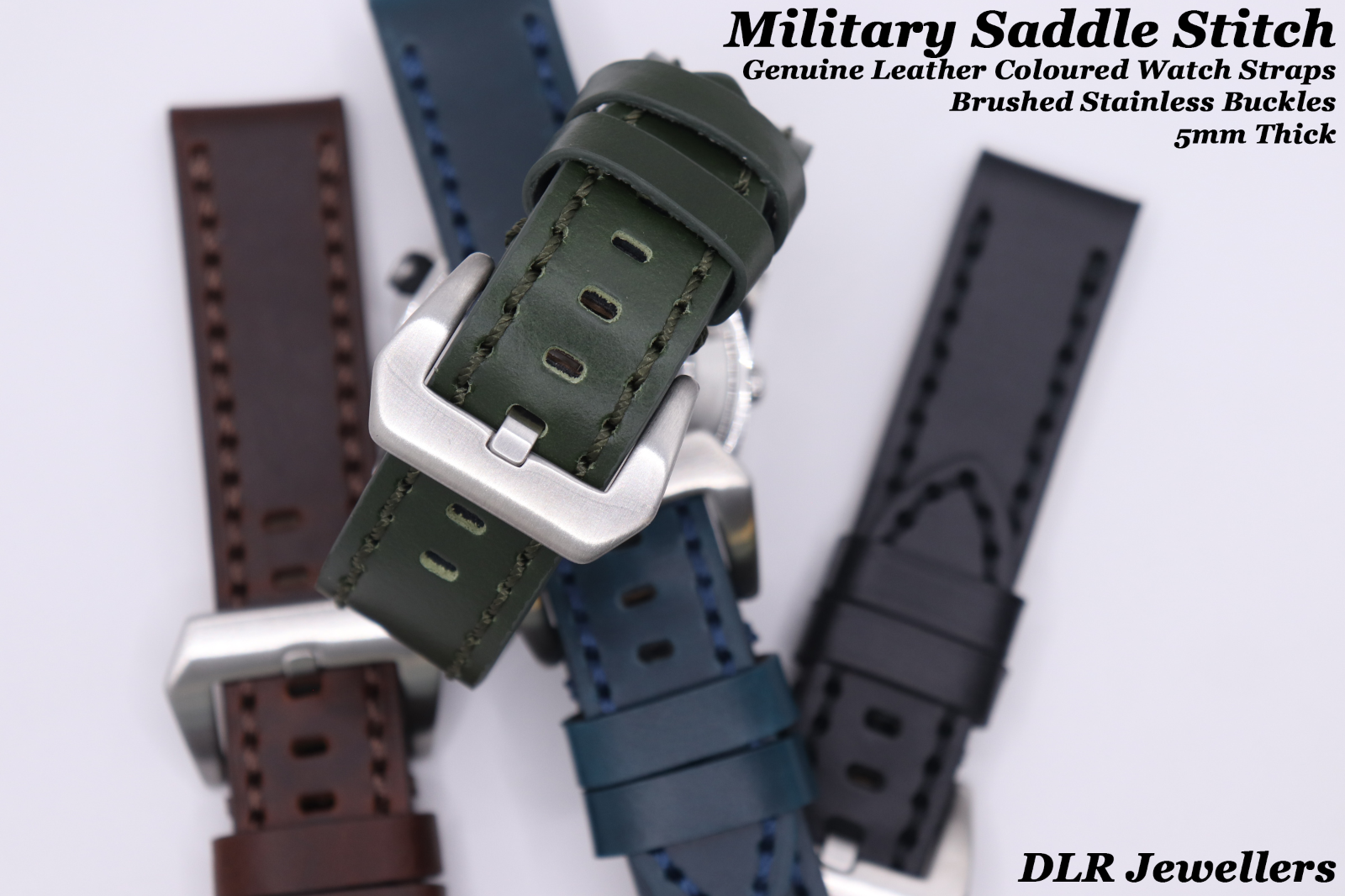 Made For PANERAI - Soft GENUINE Leather Coloured Watch Straps - 22 - 24 - 26mm