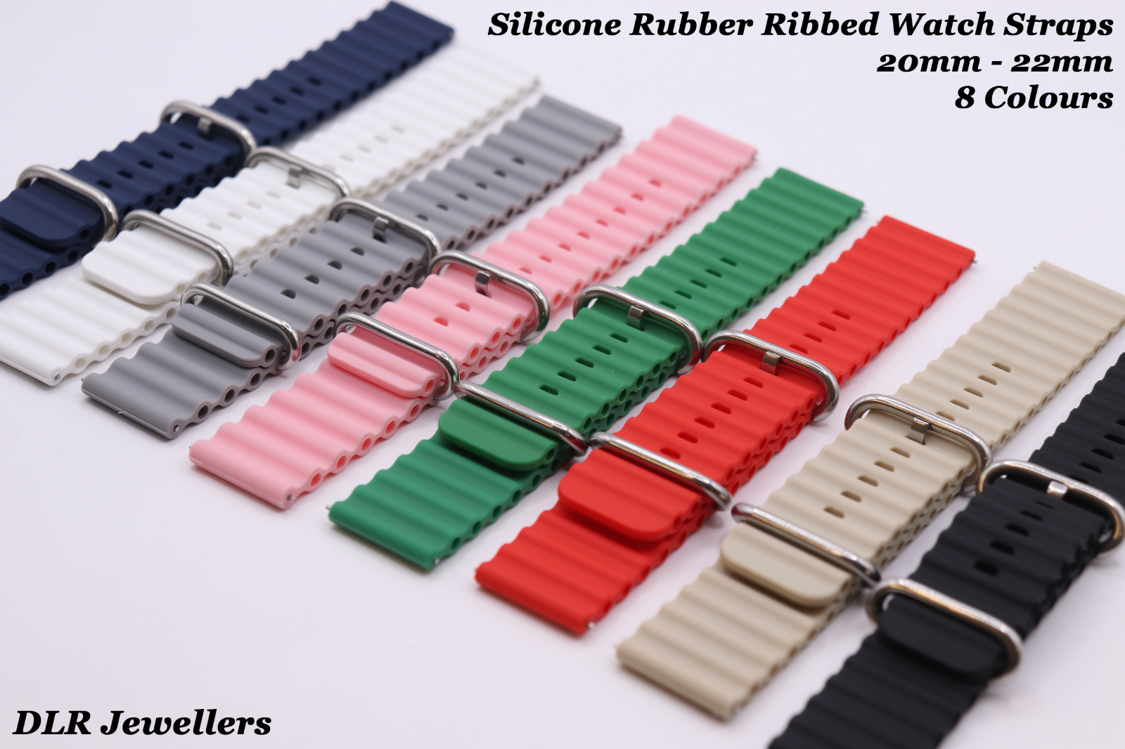 DIVERS Coloured Super Soft Silicone Watch Straps 20 & 22mm, Spring Pins Included