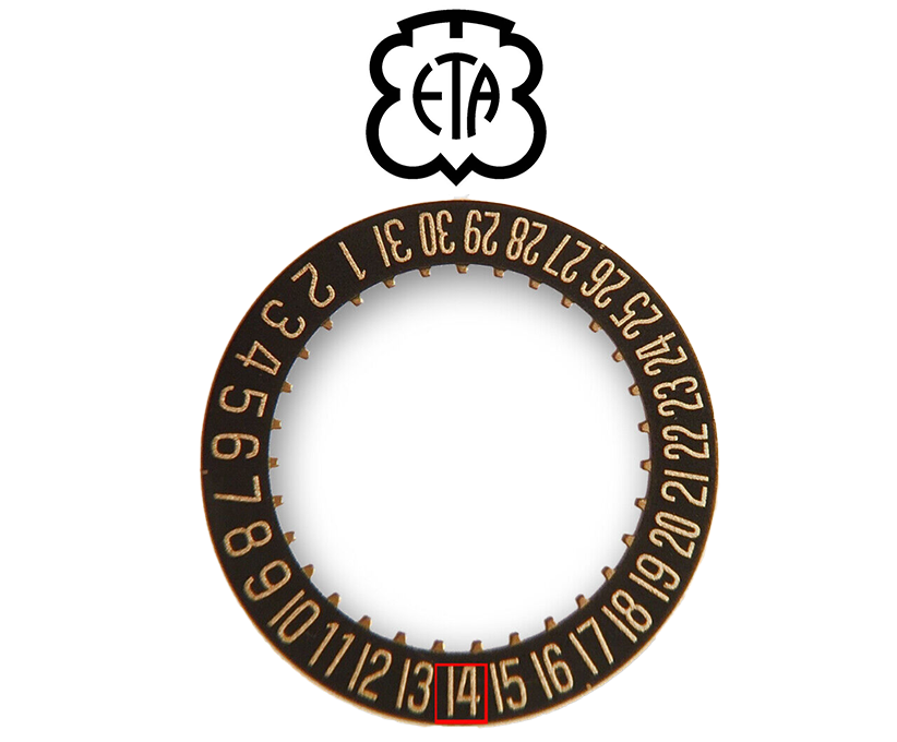 Genuine Swiss Eta 2824.2 Date Ring / Date Disc, also fits 2892.A2 + Many More