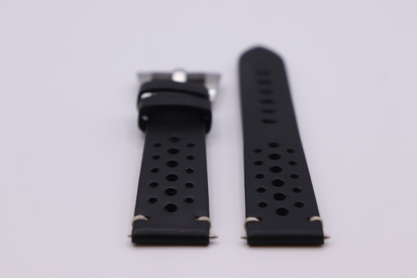 LUXURY 4mm Thick Stitched Black Calf Leather Perforated Watch Strap For OMEGA